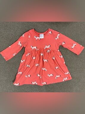 Hanna Andersson Coral Unicorn Print Hopscotch Dress